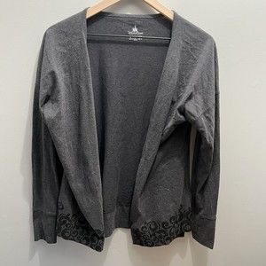 Disney Parks Womens Gray Open Front Cardigan Sweater Size M Thumb Hole Sleeve